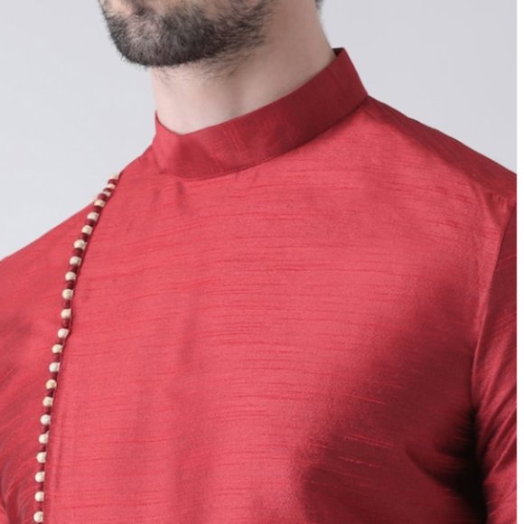 NEW Red and Cream Self design Kurta with Patiala - Picture 2 of 4